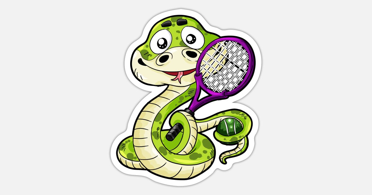 Tennis Snake Tennis Racket Viper Cartoon Comic' Sticker | Spreadshirt