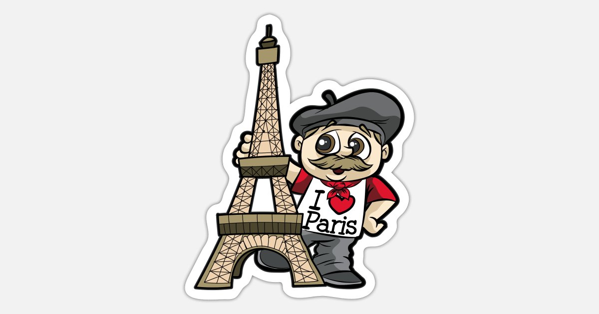 I LOVE PARIS Eiffel Tower France Cartoon Gift' Sticker | Spreadshirt