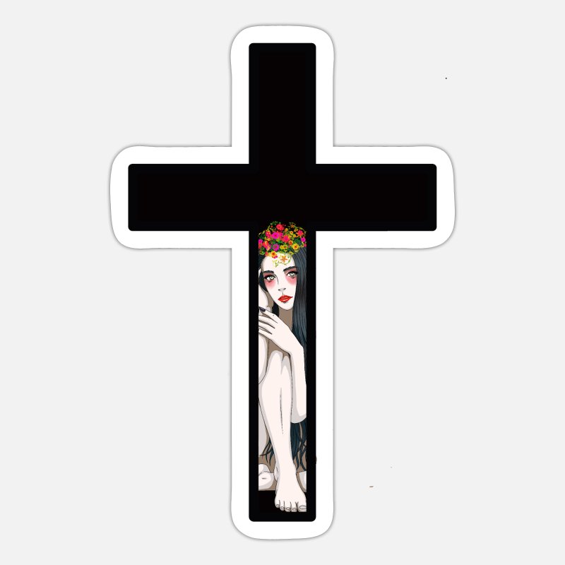 Haast je Blijkbaar Array Een kruis met Maagdelijke God van de Godsdienst van de Kerk' Sticker |  Spreadshirt