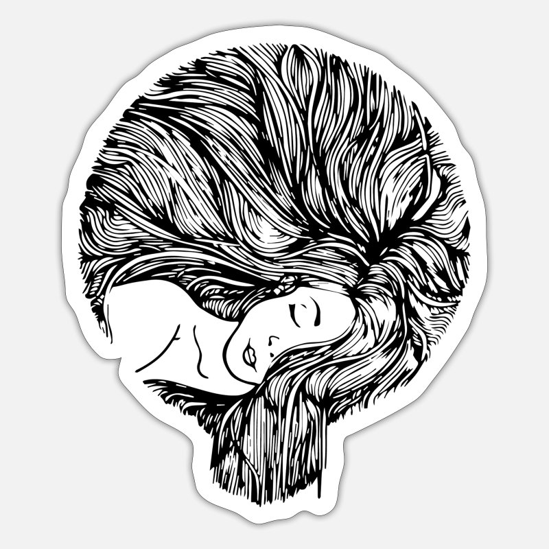 Hand-drawn woman with hair, vintage style' Sticker | Spreadshirt