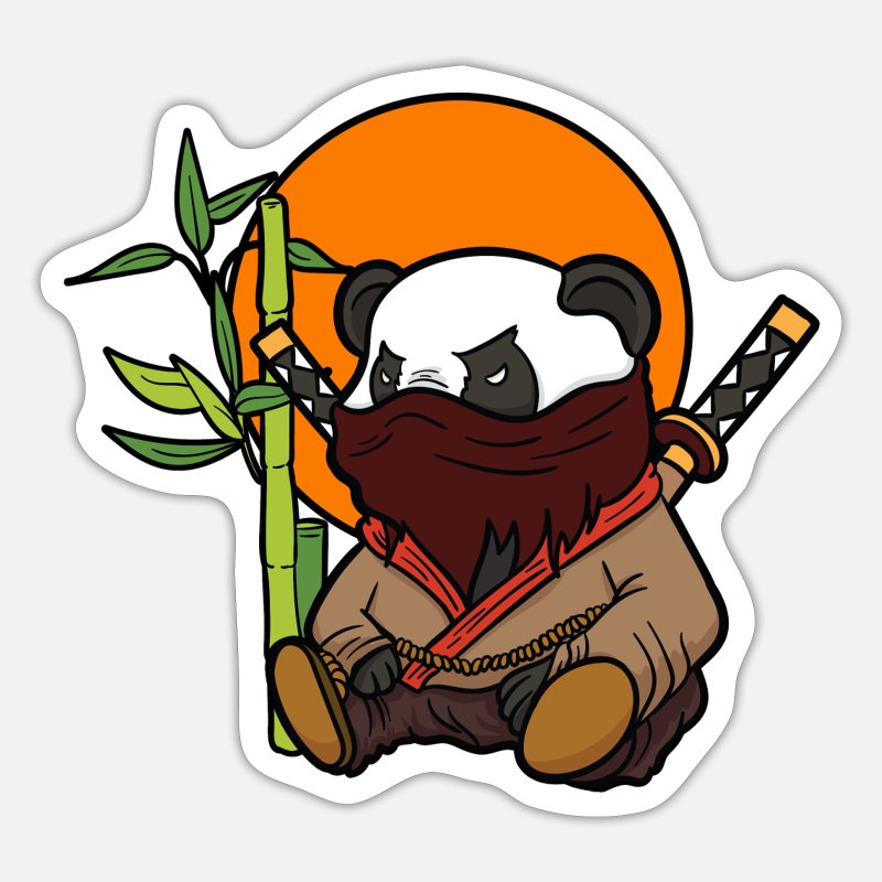 Panda Panda Ninja Kung Fu Samurai Animal Gift' Sticker | Spreadshirt