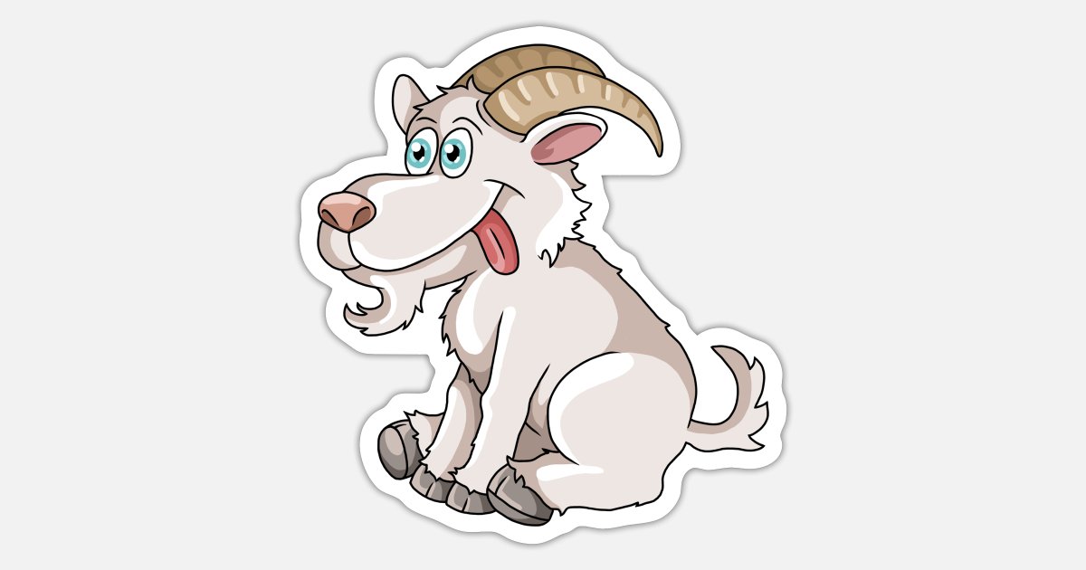 Cute goat cartoon illustration farmer' Sticker | Spreadshirt