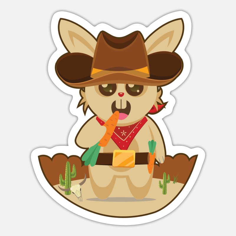 Cute cowboy bunny cartoon' Sticker | Spreadshirt