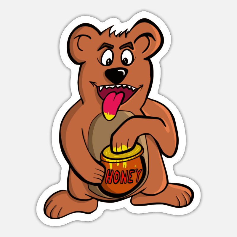 Honey Bear Bear nibbles honey from the honey bowl' Sticker | Spreadshirt