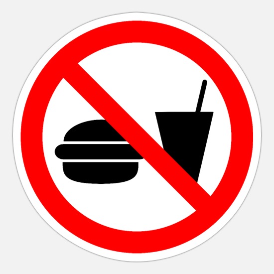 Essen und Trinken verboten 2 Aufkleber 