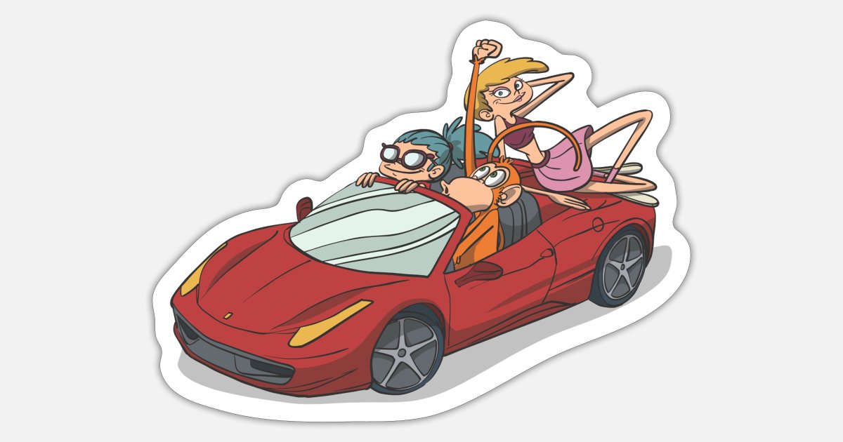 Funny monkey Gigolo with girls in the car' Sticker | Spreadshirt