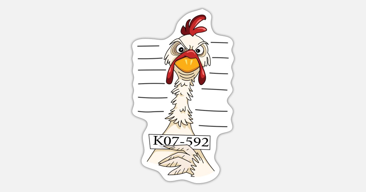 Chicken locked up behind bars in prison' Sticker | Spreadshirt