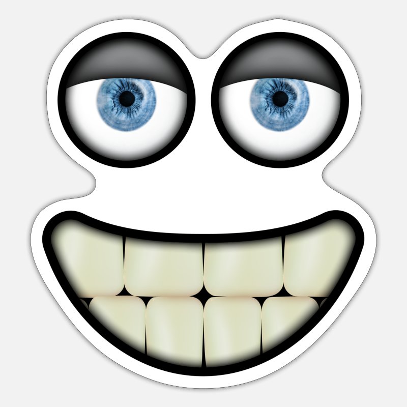 Funny smiling face with eyes and big teeth' Sticker | Spreadshirt
