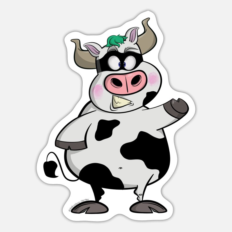 Funny cartoon cow cows cartoon farm' Sticker | Spreadshirt
