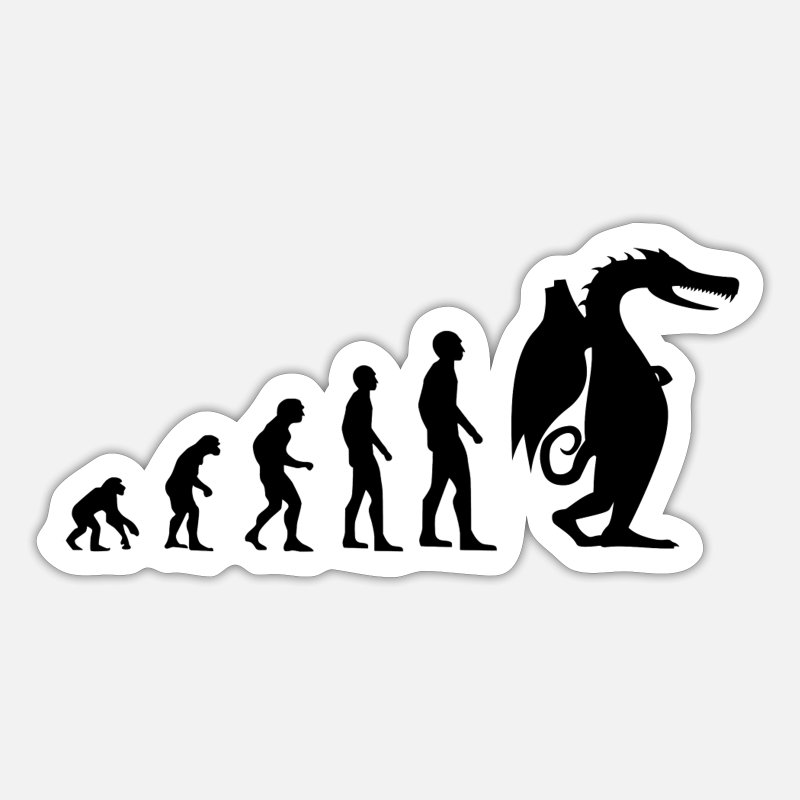 Human Evolution Dragon Funny' Sticker | Spreadshirt