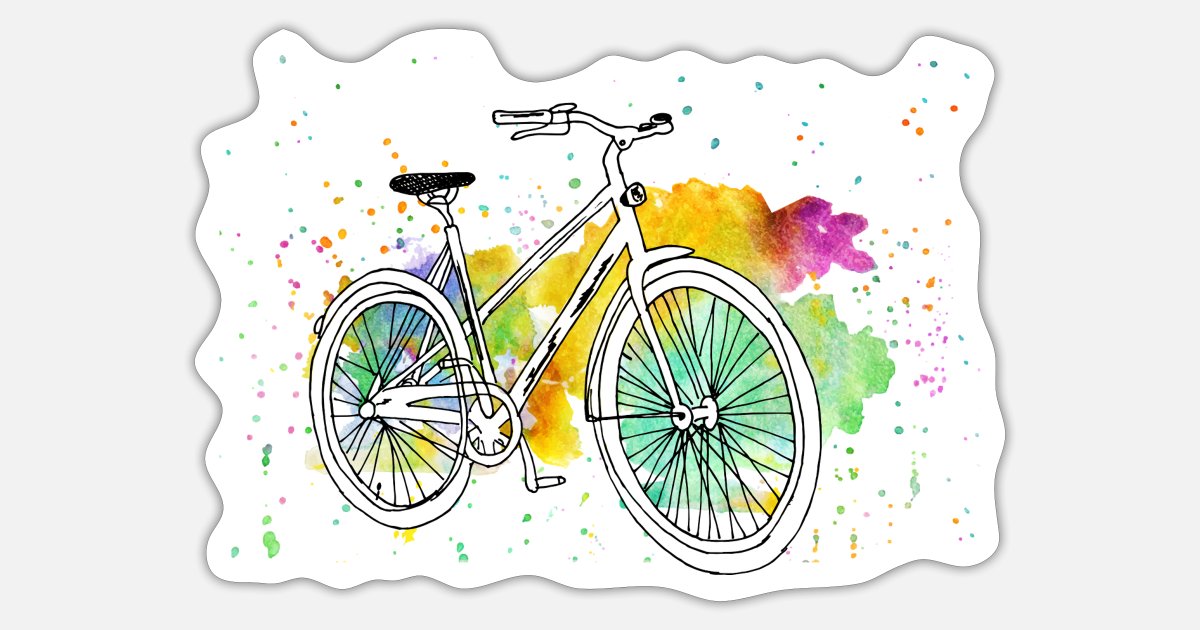Dronning Uforenelig hykleri Cykel farverige akvareller om foråret og sommeren' Sticker | Spreadshirt
