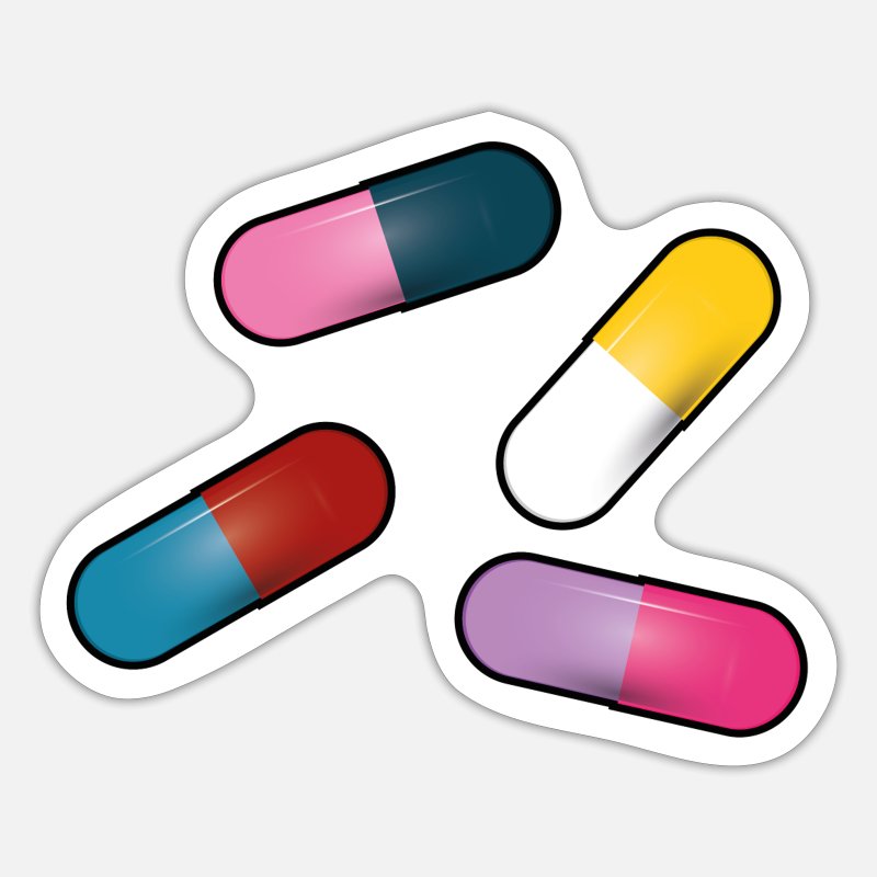 Pills cartoon graphic' Sticker | Spreadshirt