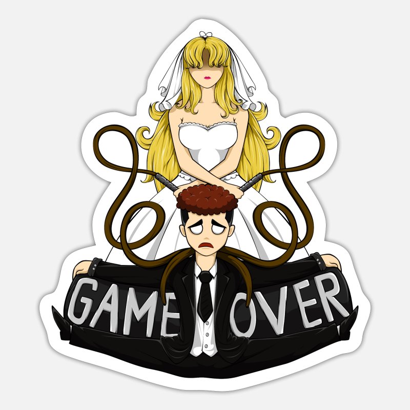 Game over funny saying wedding bride groom' Sticker | Spreadshirt