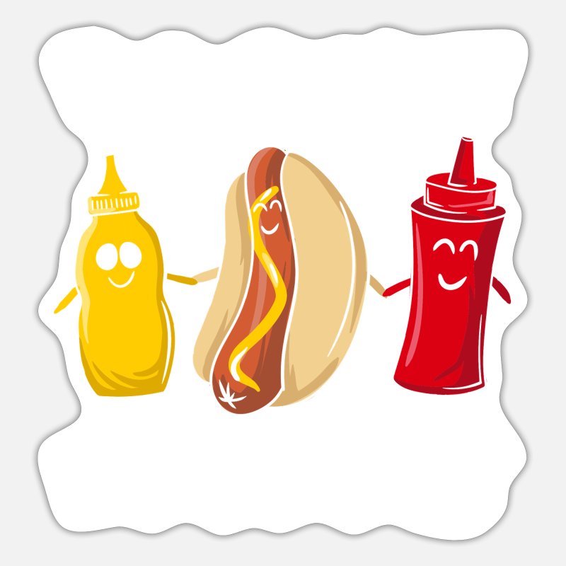 Mustard paste hot dog & ketchup sausage motif' Sticker | Spreadshirt