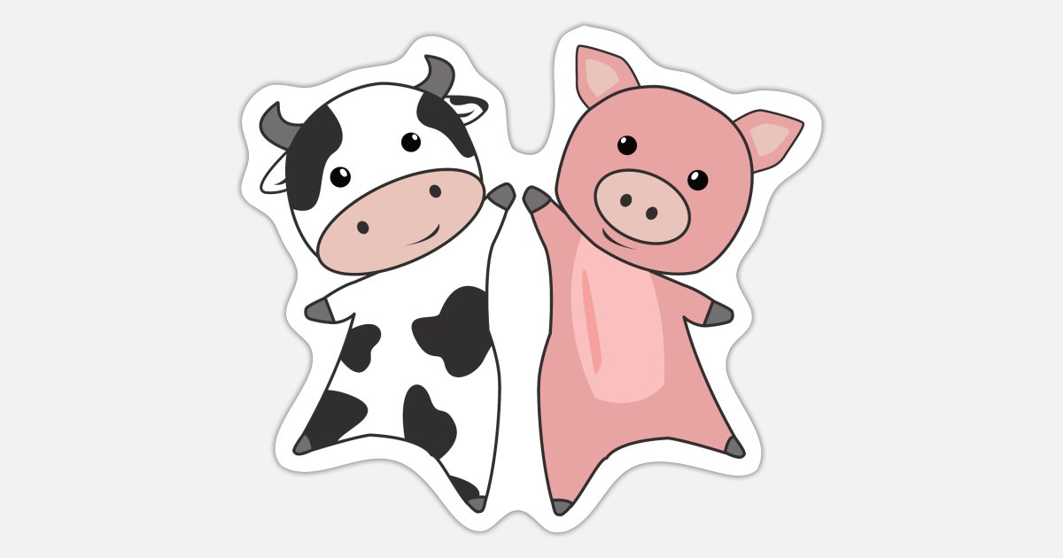 Pig cow piggy cute farm animals' Sticker | Spreadshirt