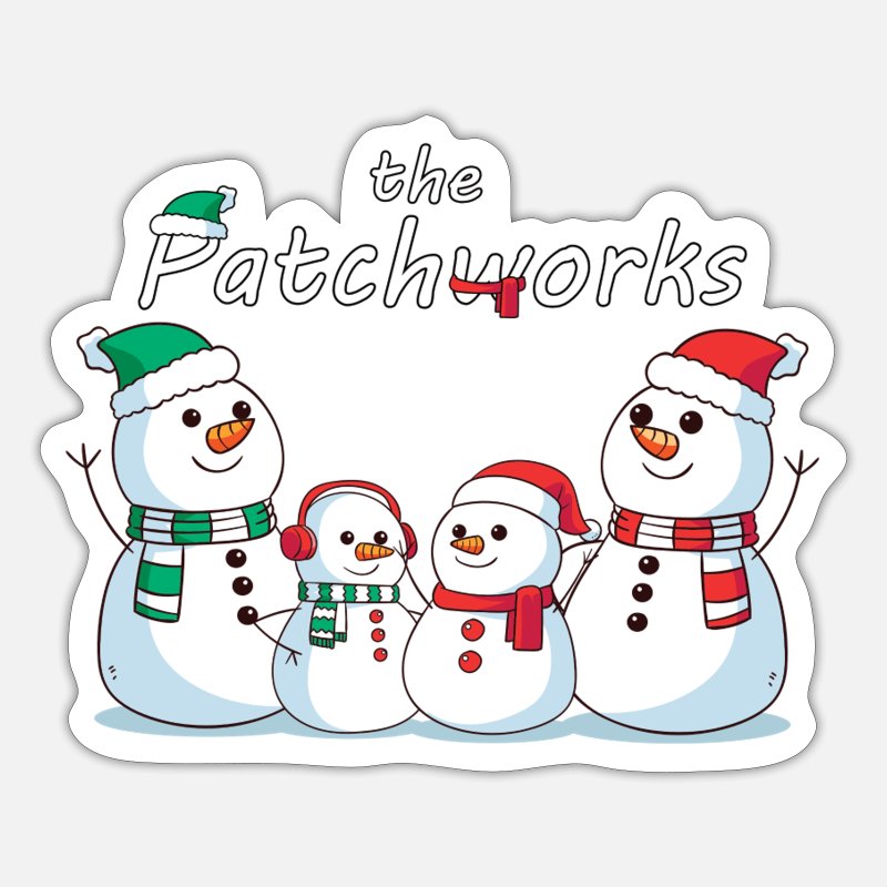 Patchwork Navidad Muñeco de nieve Familia Dibujos animados' Pegatina |  Spreadshirt