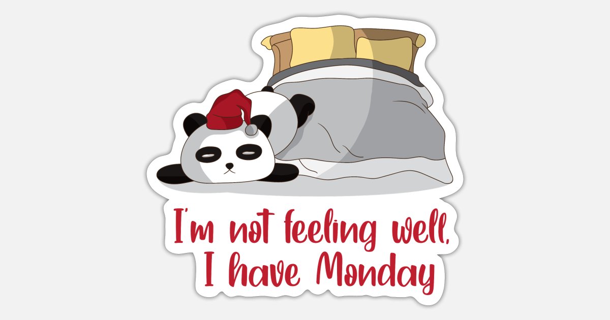 Morning grouch panda hates monday bear funny cute' Sticker | Spreadshirt