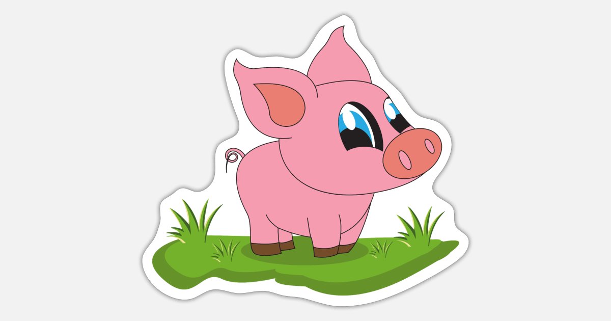 Cute baby piggy kids cartoon pig' Sticker | Spreadshirt