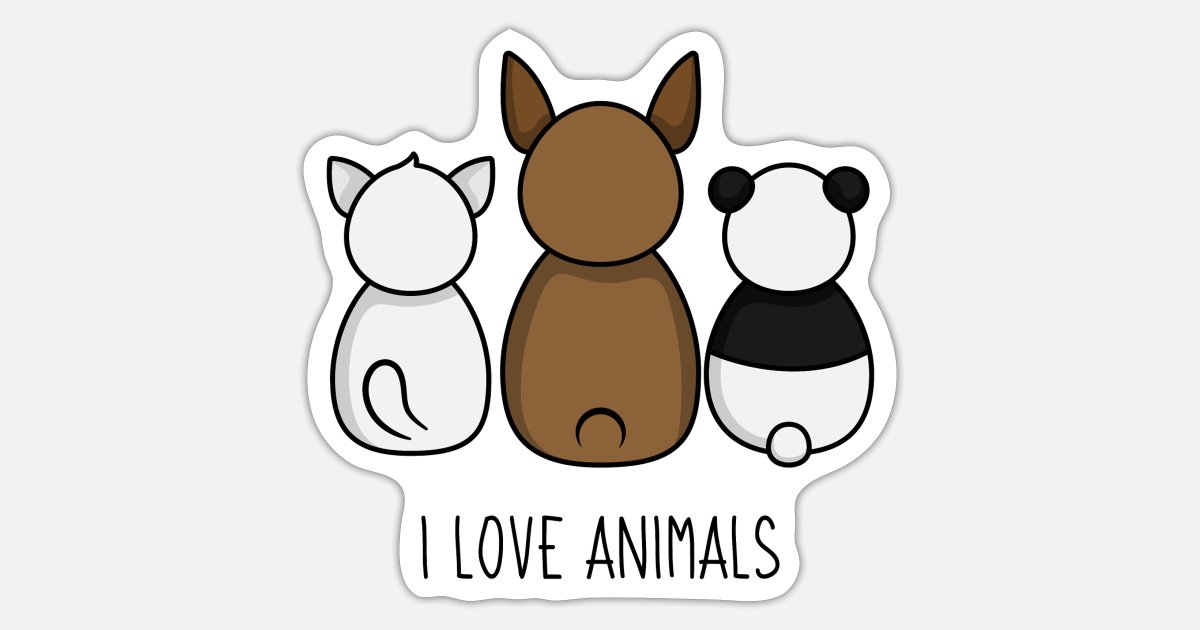 I love animals cat dog panda animal rescue' Sticker | Spreadshirt