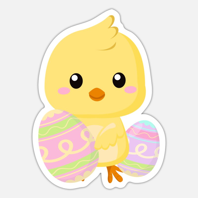 Lindo pollito de Pascua con huevos de Pascua' Pegatina | Spreadshirt