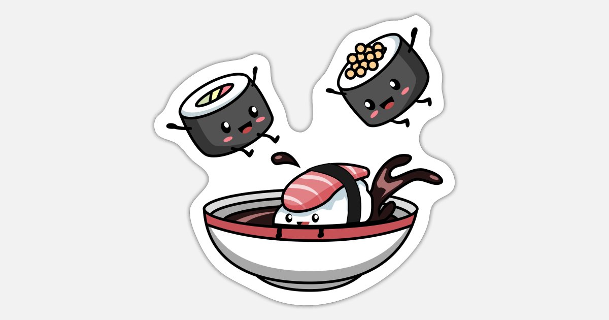 'Sushi Anime I Japanese Food I Kawaii Sushi' Sticker | Spreadshirt