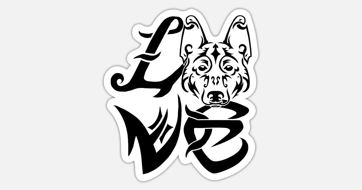 'LOVE puppy, German Shepherd, Pet, Tribal Tattoo' Sticker | Spreadshirt
