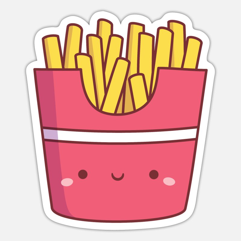 Cute French Fries in Red Packet Food Doodles' Sticker | Spreadshirt