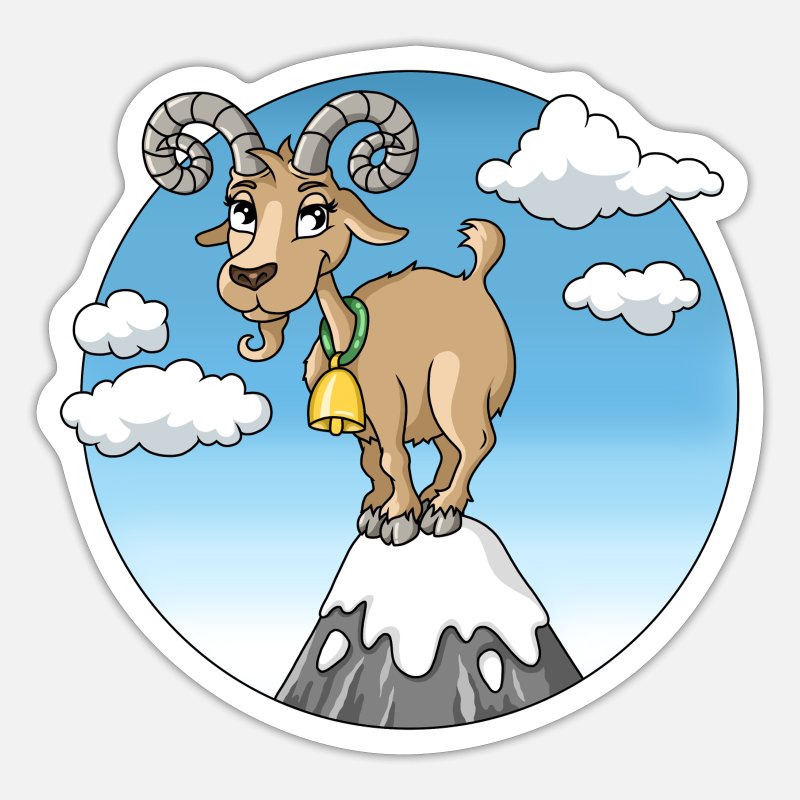 Mountain Goat Goat on Mountain Peaks Cartoon' Sticker | Spreadshirt