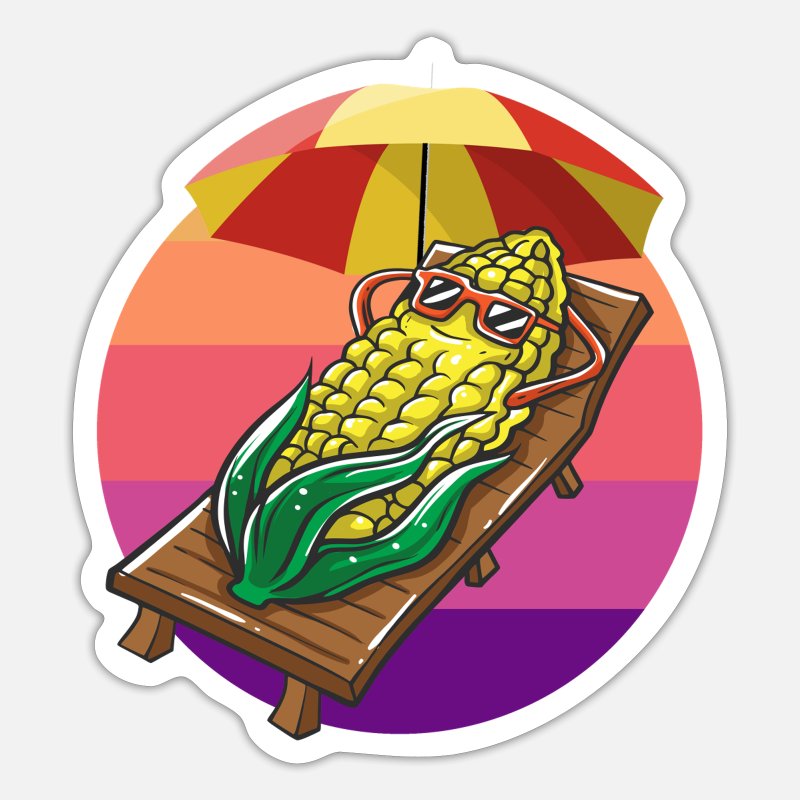 Funny corn cob with sunglasses corn sun' Sticker | Spreadshirt