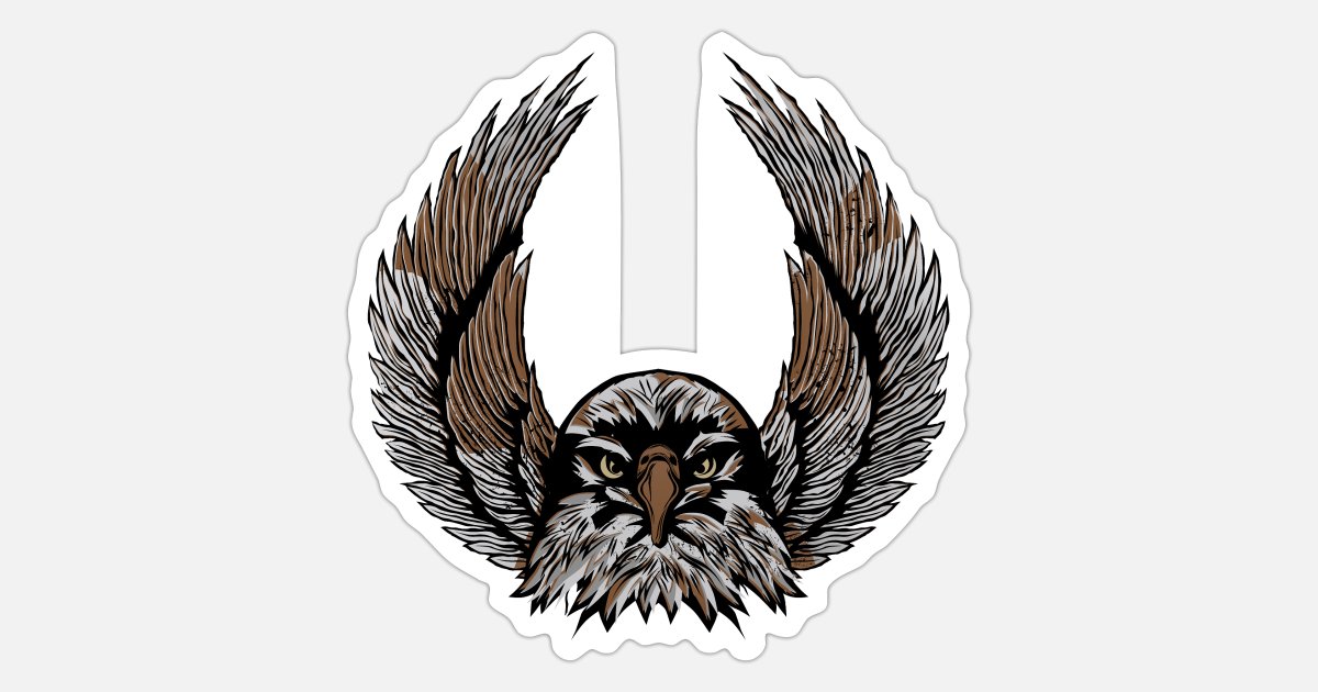 ala de la cabeza de águila dibujo ir forma de alas' Pegatina | Spreadshirt