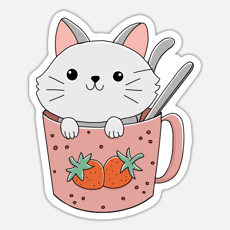 Playful Ord præmedicinering sød kawai kat i en kop' Sticker | Spreadshirt
