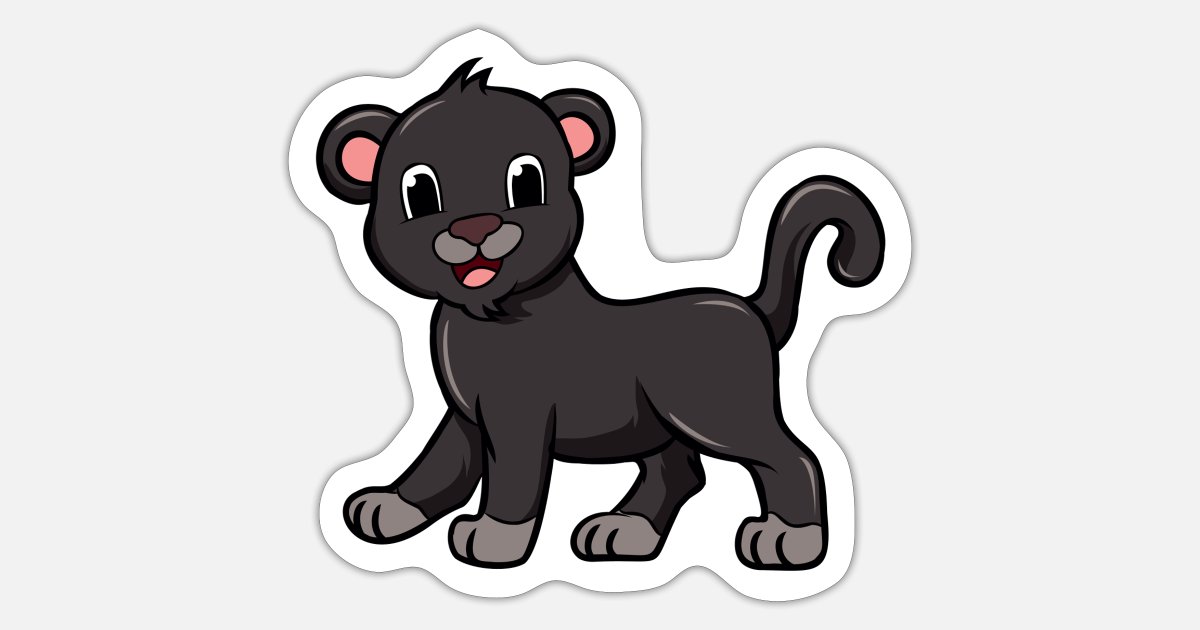 Panther Cartoon Illustration Kawaii For Kids' Sticker | Spreadshirt