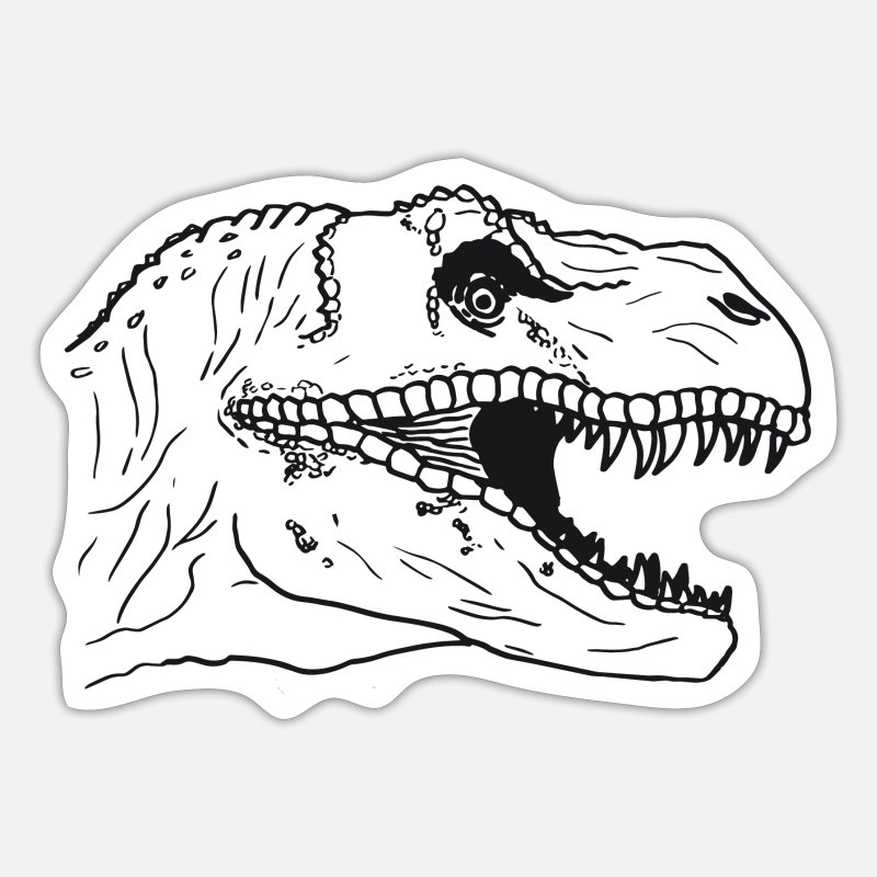 Dibujo de la cabeza del T-Rex' Pegatina | Spreadshirt