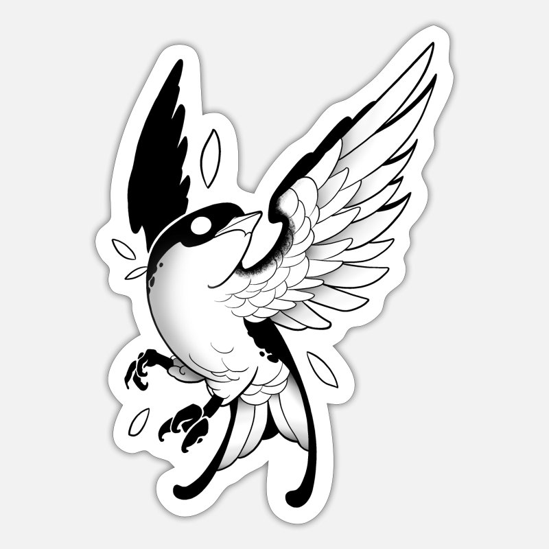 Bird black and white tattoo style' Sticker | Spreadshirt