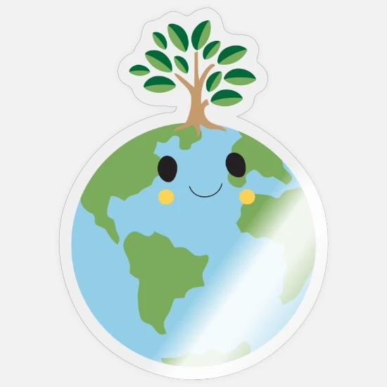 Planete Verte Terre Heureuse Autocollant Spreadshirt Planete Verte Terre Heureuse Autocollant Spreadshirt