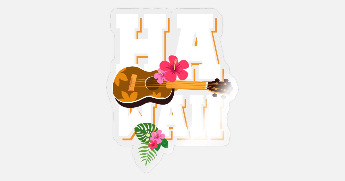 Ukulele Hawaii Palmen Uke Gitarre Geschenk Langarmshirt
