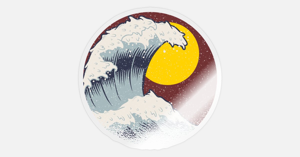 SELECT SIZE Great Wave Off Kanagawa Circle Car Vinyl Sticker