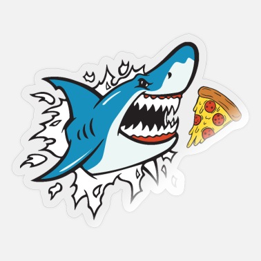 Autocollant/Sticker requin et poisson mange Humour Fun Plaisir 10x3cm #a445 