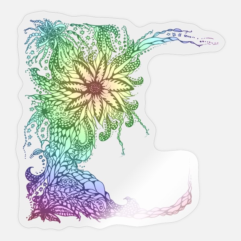 Flores del arco iris Flor Vid Colorido Dibujo' Pegatina | Spreadshirt