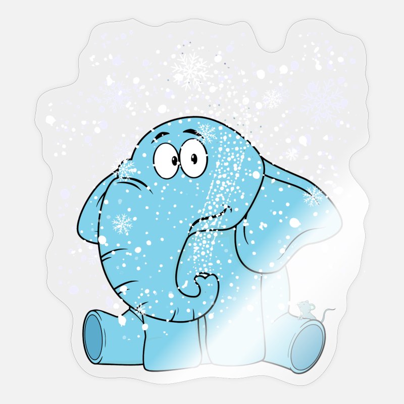 Elephant Snow Mouse Snowflakes Winter Elephants' Sticker | Spreadshirt
