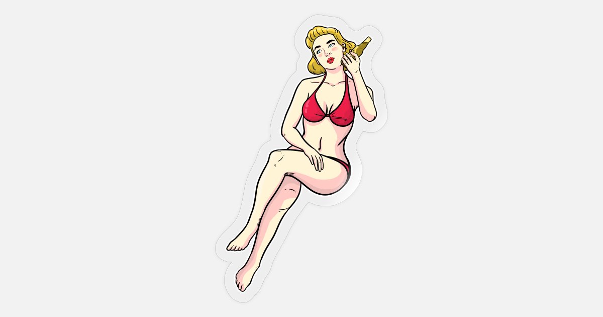 Sexy Lady Bikini Erotic Hot Girl Sex Cool Cartoon' Sticker | Spreadshirt