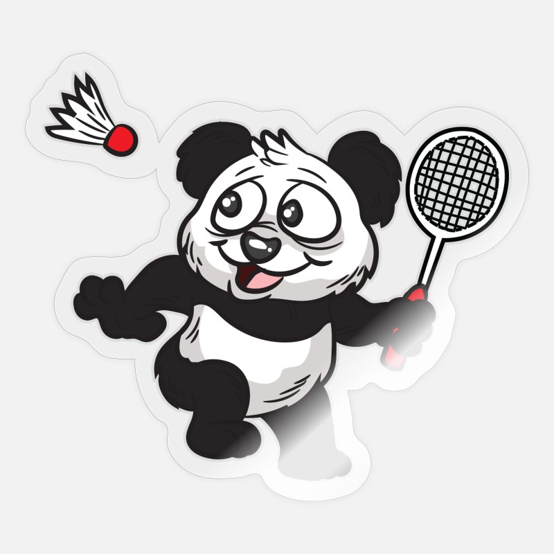PANDA BADMINTON Cartoon Comic Badminton Player' Sticker | Spreadshirt