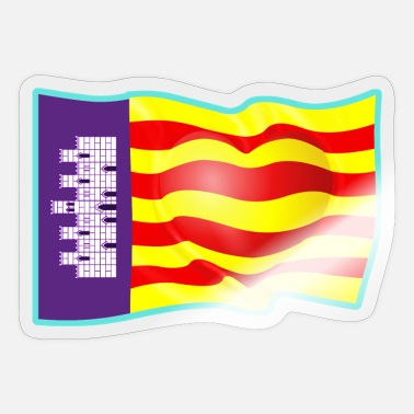 FLAGGE/FAHNE/FLAGGEN Aufkleber von den BALEAREN Spanien MALLORCA 