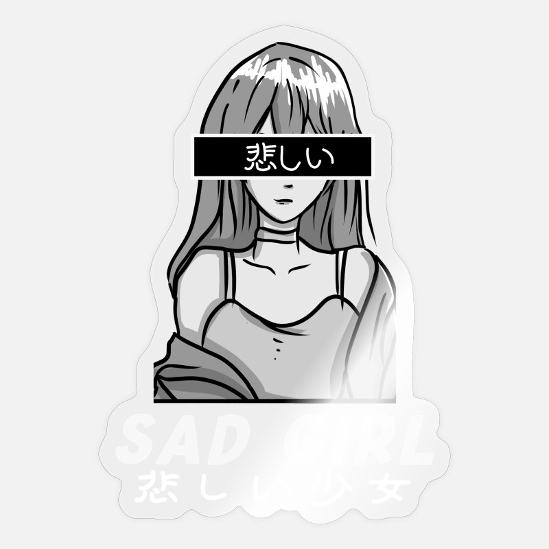Anime sad girl' Sticker | Spreadshirt