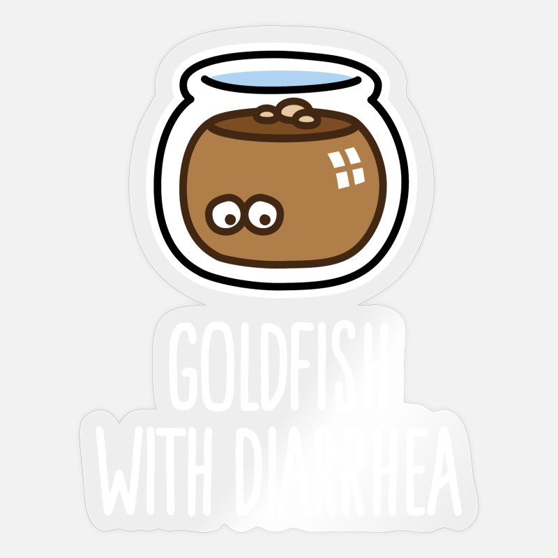'Funny veterinarian goldfish with diarrhea cartoon' Sticker | Spreadshirt