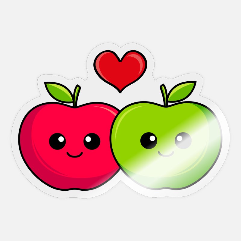 'Cómic de amor la pareja de Apple' Pegatina |