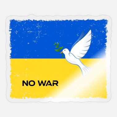 Spreadshirt Peace Stop War Paix Stand with Ukraine vs Russie Drapeau Flag Autocollant Taille Unique Blanc Mat 