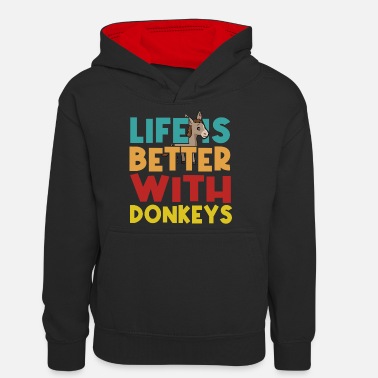 Farming Life with Donkeys Ironic Mule Farm Animal Nature - Teenager Contrast Hoodie