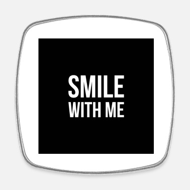 Quotes SMILE WITH ME funny face mask quote slogan gift - Square fridge magnet