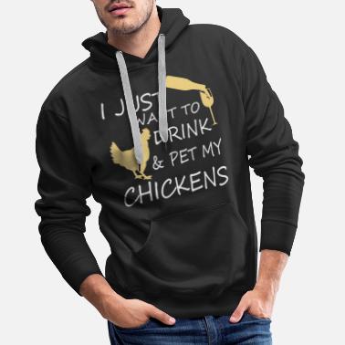 Tupp Kyckling tupp dricka vin Utfodring Farm Gift - Premium hoodie herr